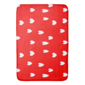 赤の白いハートパターン バスマット (正面縦)