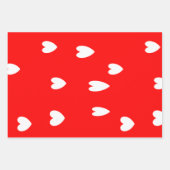 赤の白いハート ラッピングペーパーシート (正面3)