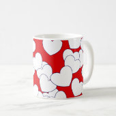 赤の白い愛のハート コーヒーマグカップ (正面右)