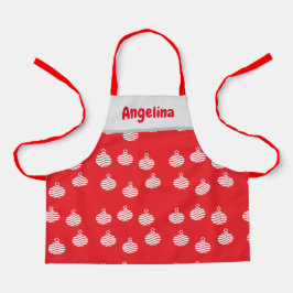 赤の白い曲線のオーナメント エプロン