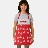 赤の白い曲線のオーナメント エプロン (インサイチュ)