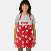 赤の白い木のオーナメント エプロン (インサイチュ)