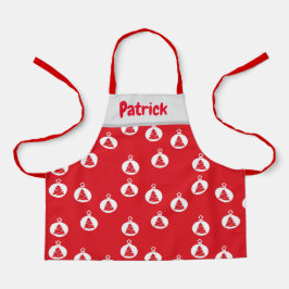 赤の白い木のオーナメント エプロン
