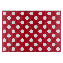 赤の白い水玉模様 カッティングボード