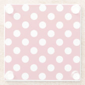 赤の白い水玉模様 ガラスコースター (裏面)