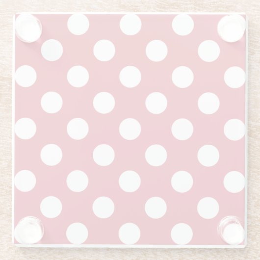 赤の白い水玉模様 ガラスコースター (裏面)