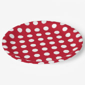 赤の白い水玉模様 ペーパープレート (アングル)