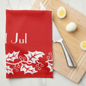 赤の白い穴 – 神ジュル キッチンタオル (四つ折り)