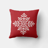 赤の白い装飾的なスノーフレークのシルエット クッション (裏面)