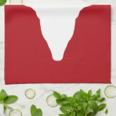 赤の白い鹿の頭のシルエット キッチンタオル (折り畳み)