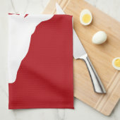 赤の白い鹿の頭のシルエット キッチンタオル (四つ折り)