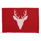 赤の白い鹿の頭のシルエット 枕カバー (正面左)