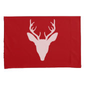 赤の白い鹿の頭のシルエット 枕カバー (正面右)