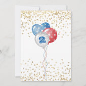 赤の白と青の愛国心2歳の誕生日 招待状 (裏面)