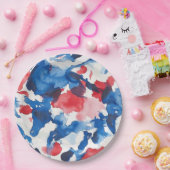 赤の白と青の水の色の抽象芸術プレート ペーパープレート (パーティー)