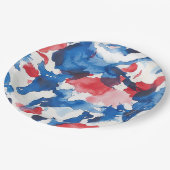 赤の白と青の水の色の抽象芸術プレート ペーパープレート (アングル)