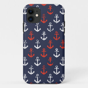 赤の白と青の海軍模様 iPhone 11 ケース