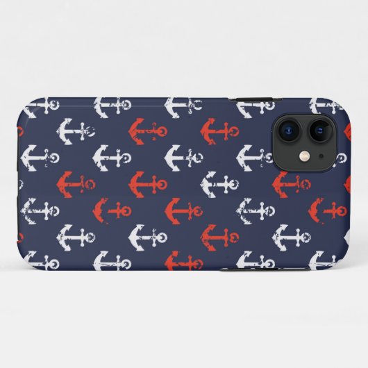 赤の白と青の海軍模様 Case-Mate iPhoneケース (裏面(横))