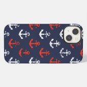 赤の白と青の海軍模様 iPhoneケース (裏面横)