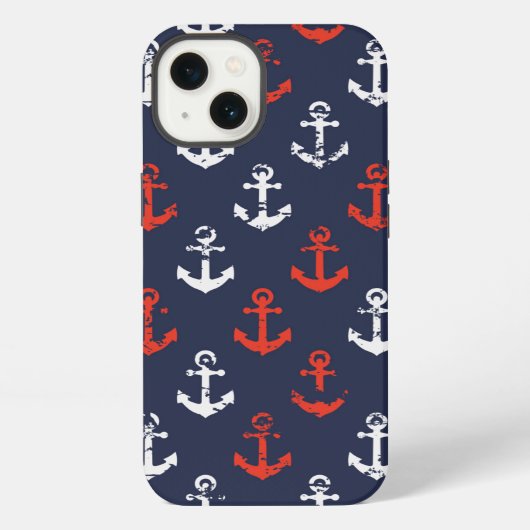 赤の白と青の海軍模様 iPhoneケース (裏面)