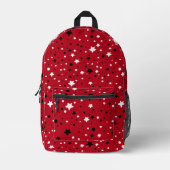 赤の白と黒の星 プリントバックパック (正面)