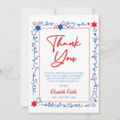 赤の白と7月の赤ちゃんシャワーの期限4日 サンキューカード (正面)