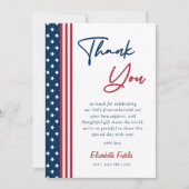 赤の白と7月の赤ちゃんシャワーの期限4日 サンキューカード (正面)