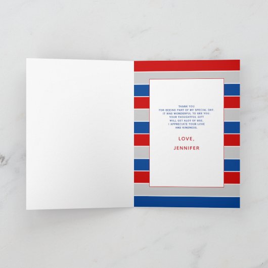 赤の白と7月の赤ちゃんシャワーの期限4日 サンキューカード (内部)