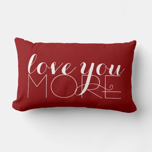 赤の白のより多くの文字愛して下さい ランバークッション (正面)