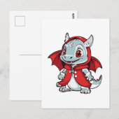 赤の白変種のドラゴン ポストカード (正面/裏面)