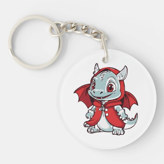 赤の白変種ドラゴン キーホルダー (正面)