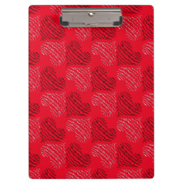 赤の白黒の交互ハート線 クリップボード