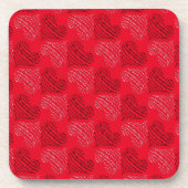 赤の白黒の交互ハート線 コースター (正面)