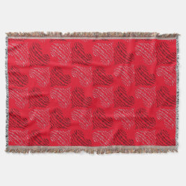 赤の白黒の交互ハート線 スローブランケット