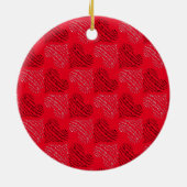 赤の白黒の交互ハート線 セラミックオーナメント (裏面)