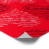 赤の白黒の交互ハート線 ポスター (角)