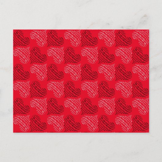 赤の白黒の交互ハート線 ポストカード (正面)