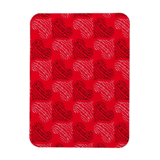 赤の白黒の交互ハート線 マグネット (縦)