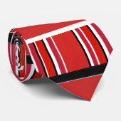 赤の白黒ブストライプロックパターン ネクタイ (ロール)