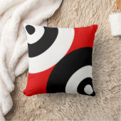 赤の白黒抽象芸術円 クッション (ブランケット)