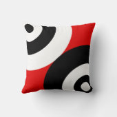 赤の白黒抽象芸術円 クッション (裏面)