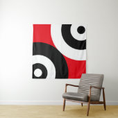 赤の白黒抽象芸術円 タペストリー (インサイチュ(横))