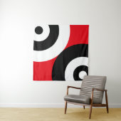 赤の白黒抽象芸術円 タペストリー (インサイチュ)