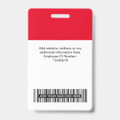 赤の社員名ビジネスロゴスタッフラベル バッジ (裏面)