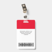 赤の社員名ビジネスロゴスタッフラベル バッジ (裏面 （クリップ付）)