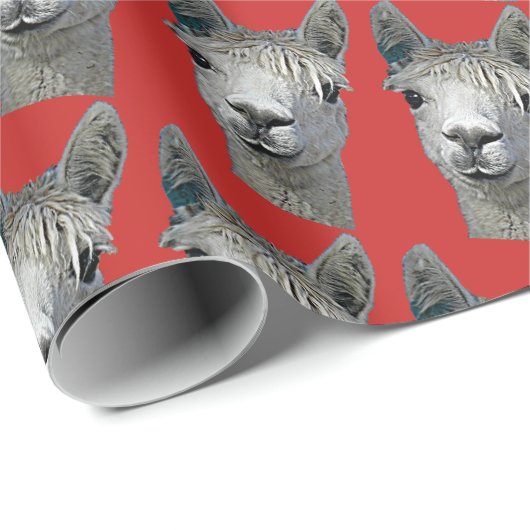 赤の紙のアルパカ ラッピングペーパー (ロールコーナー)