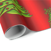 赤の緑のクリスマスツリー ラッピングペーパー (ロールコーナー)