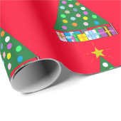 赤の緑のクリスマスツリー： ラッピングペーパー (ロールコーナー)