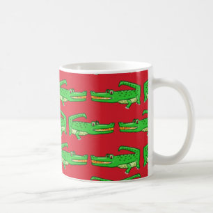 赤の緑のワニ コーヒーマグカップ