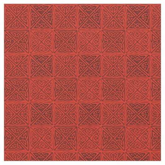 赤の罰金のケルト結び目模様 ファブリック (クローズアップ)